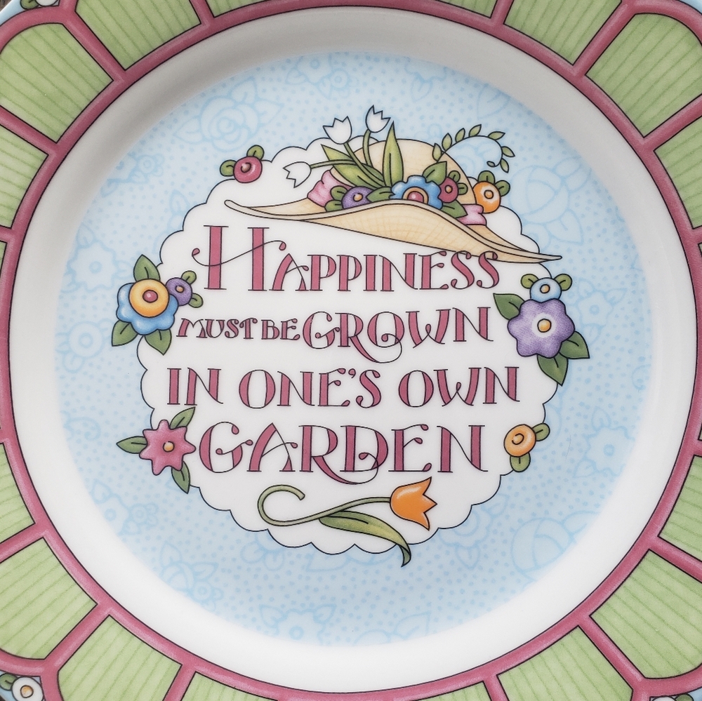 Vintage Mary Engelbreit 8" GARDEN Salad Luncheon (2) Plates Zeno